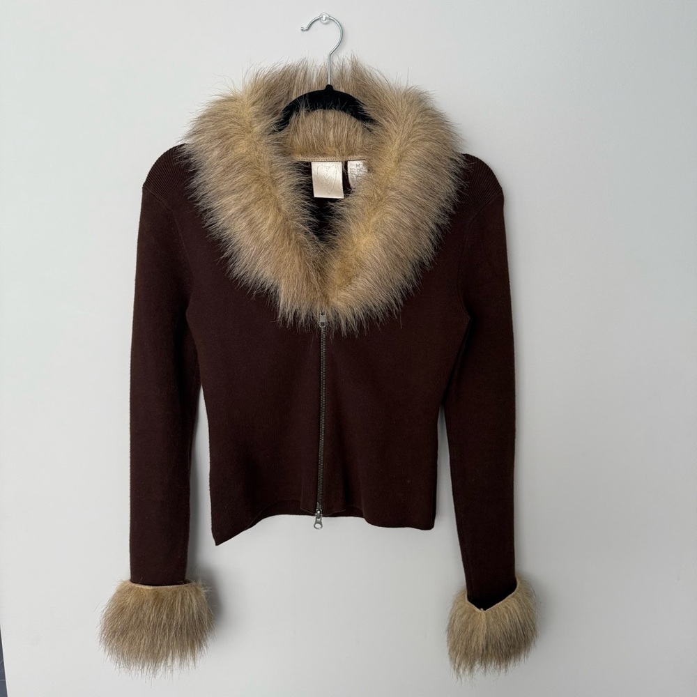 Brown Zip with Faux Fur Trim